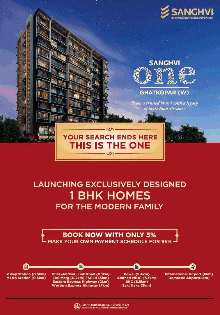 Launching Sanghvi One with exclusive 1 BHK abodes in Ghatkopar West, Mumbai